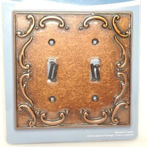 NEW Brainerd French Lace 2-Gang Sponged Copper Double Toggle Switch Plate